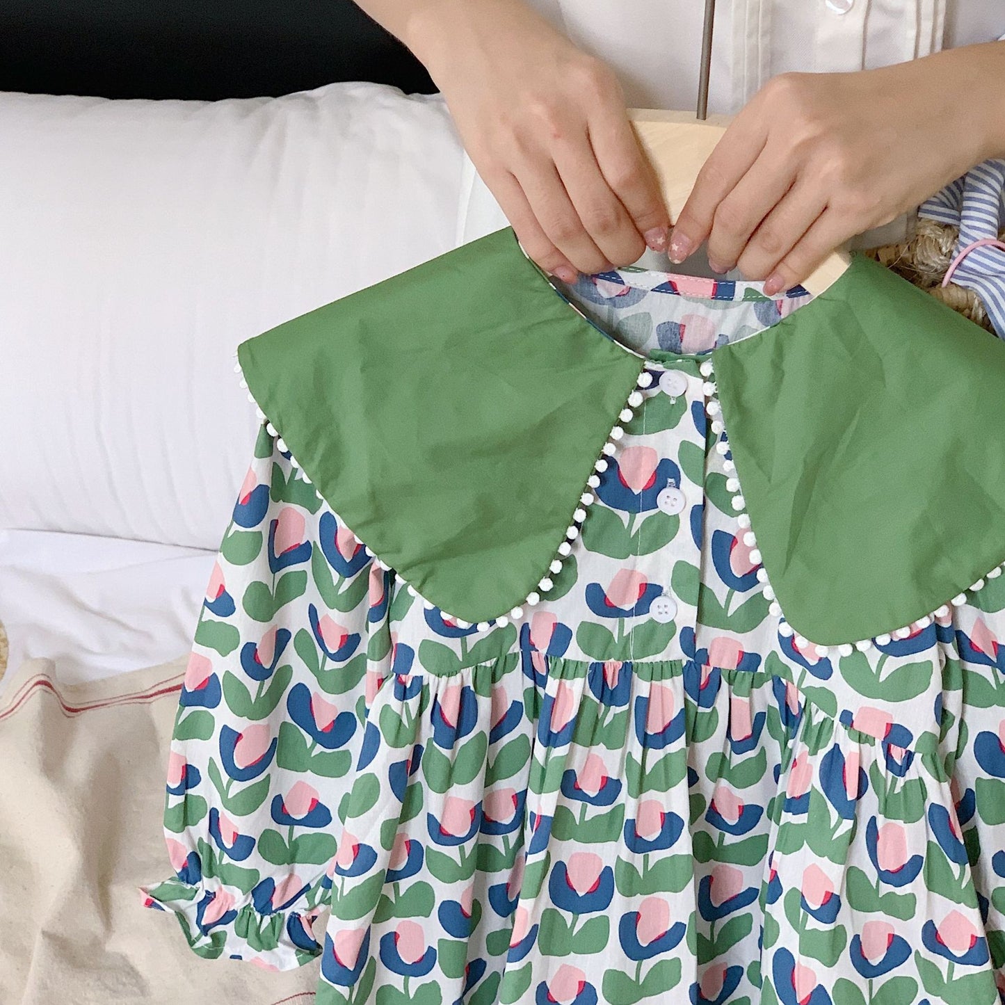 Vestido Infantil Con Estampado de Flores