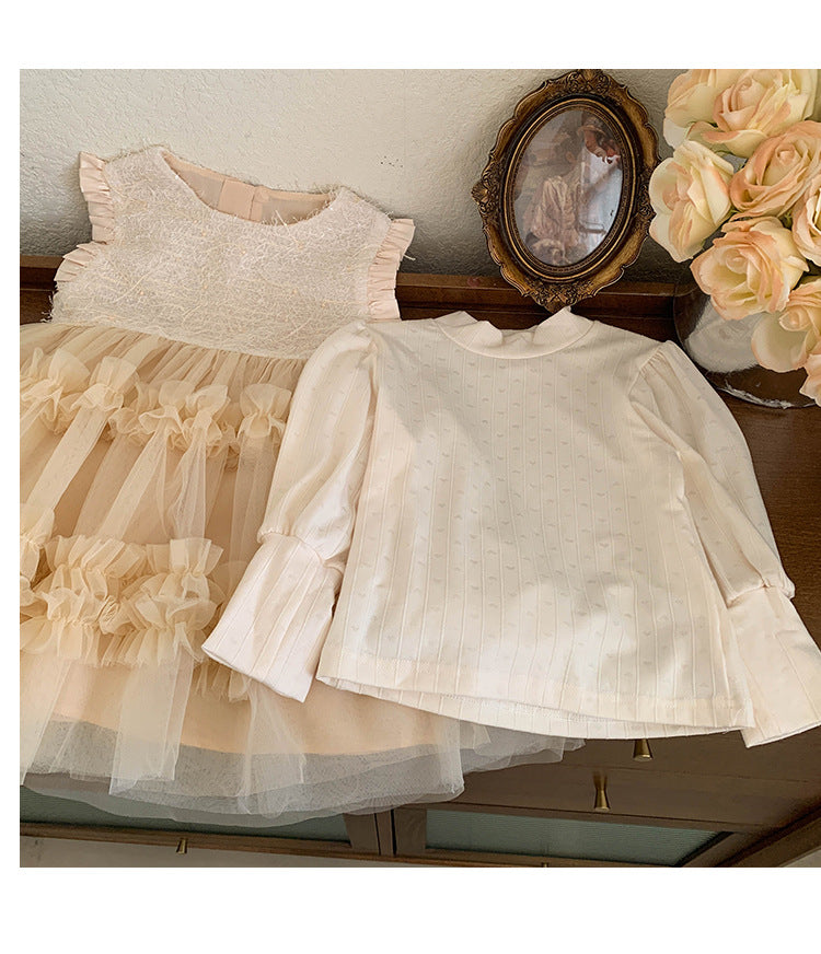 Vestido Infantil de dos Piezas de Tul y Manga Larga