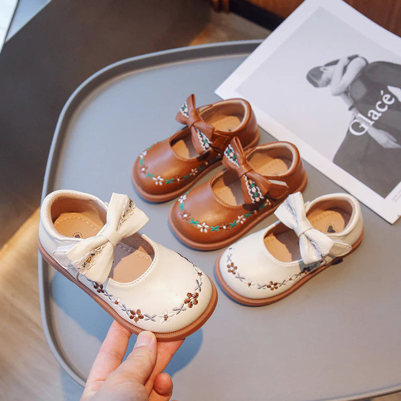 Zapatos Infantiles Flores y Lazo para Mujer