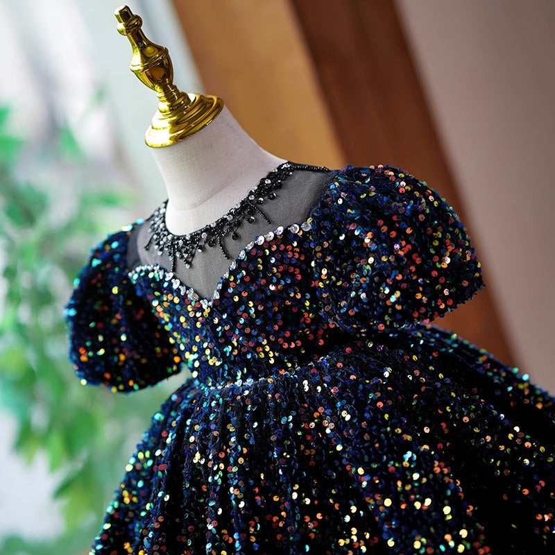 Vestido de fiesta de lentejuelas para niños