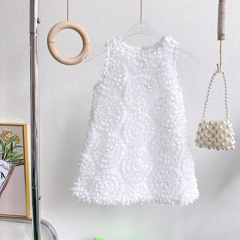 Vestido infantil con flores y lazo