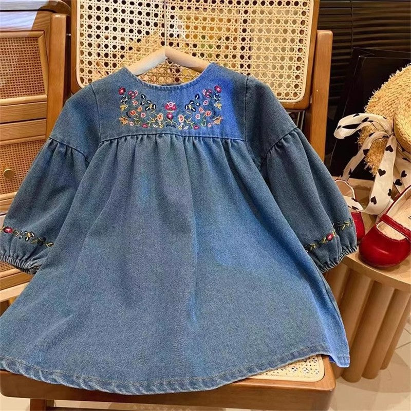 Vestido Jeans Floral Infantil