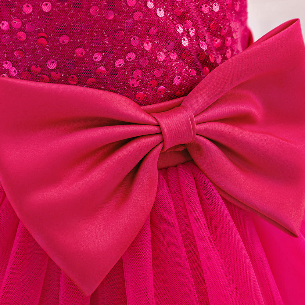 Vestido de Fiesta Infantil de Pedrería con Lazo