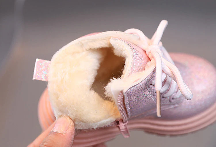 Bota Infantil Peluda Brillante Mujer