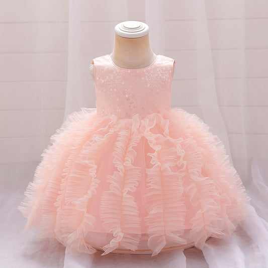 Vestido infantil de tul brillante