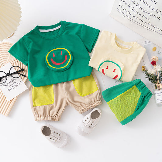 Conjunto Infantil Smiley de Hombre de Color Verde