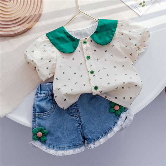 Conjunto Infantil Niña Flores Verano