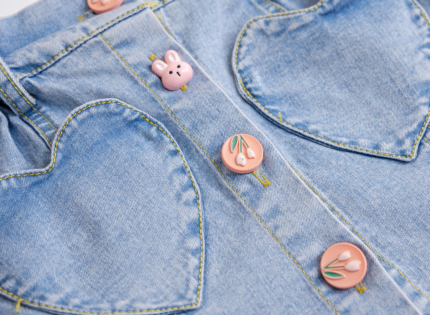 Falda Jeans Infantil Botones Corazones