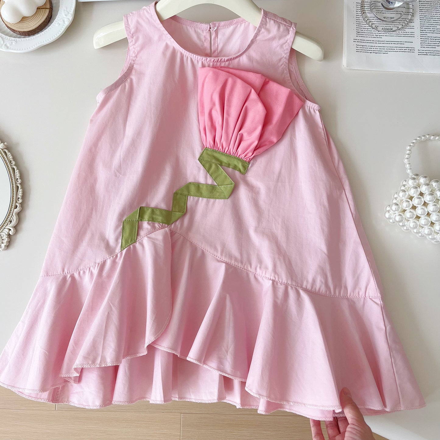 Vestido Infantil Flor Rosa