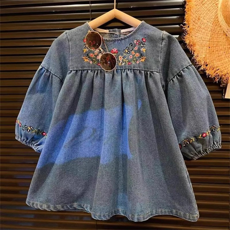 Vestido Jeans Floral Infantil