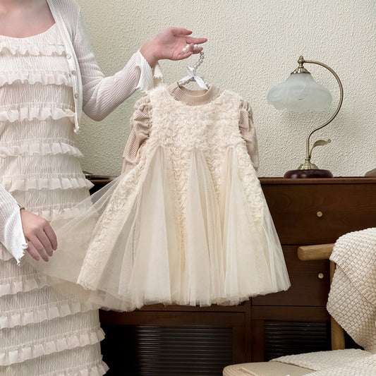 Vestido Infantil de Tul + Manga Larga