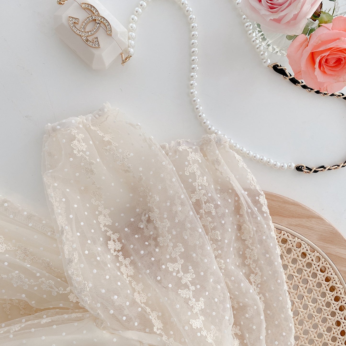 Vestido Infantil de Tul Floral