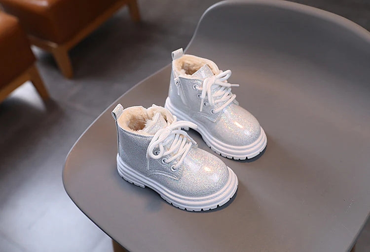 Bota Infantil Peluda Brillante Mujer
