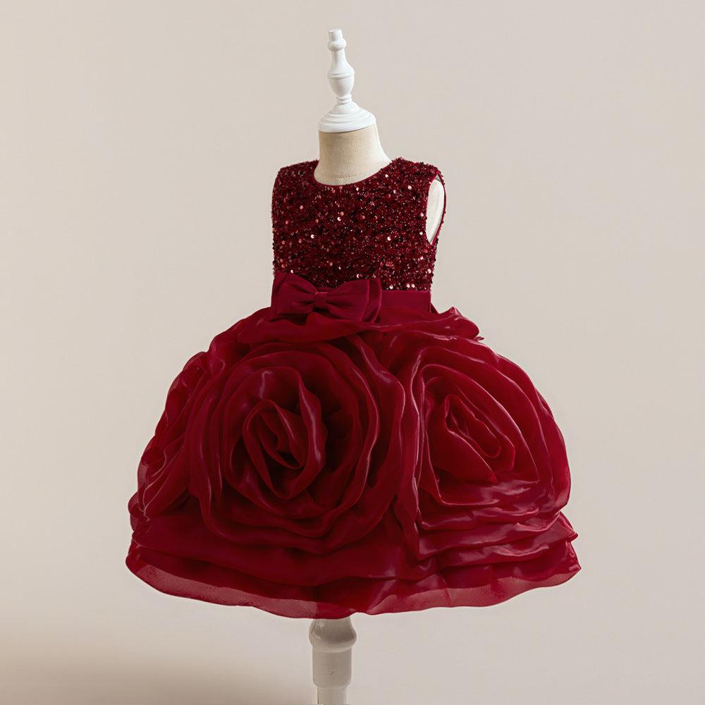 Vestido de Fiesta Infantil de Flores Brillantes