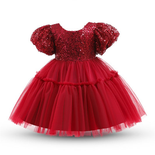 Vestido Infantil Rojo Brillante