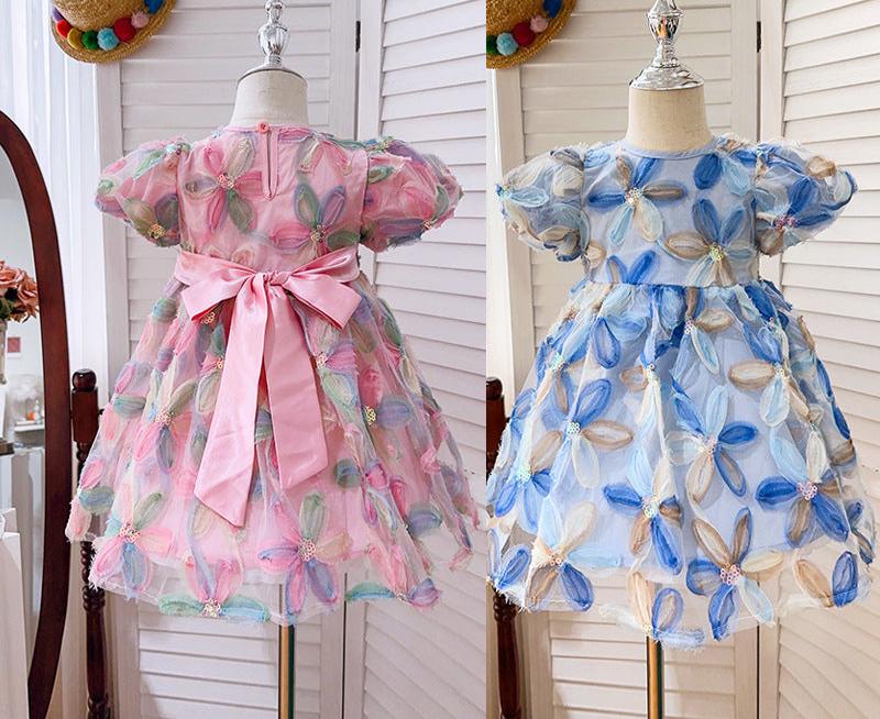 Vestido Infantil Flores e Lacinho