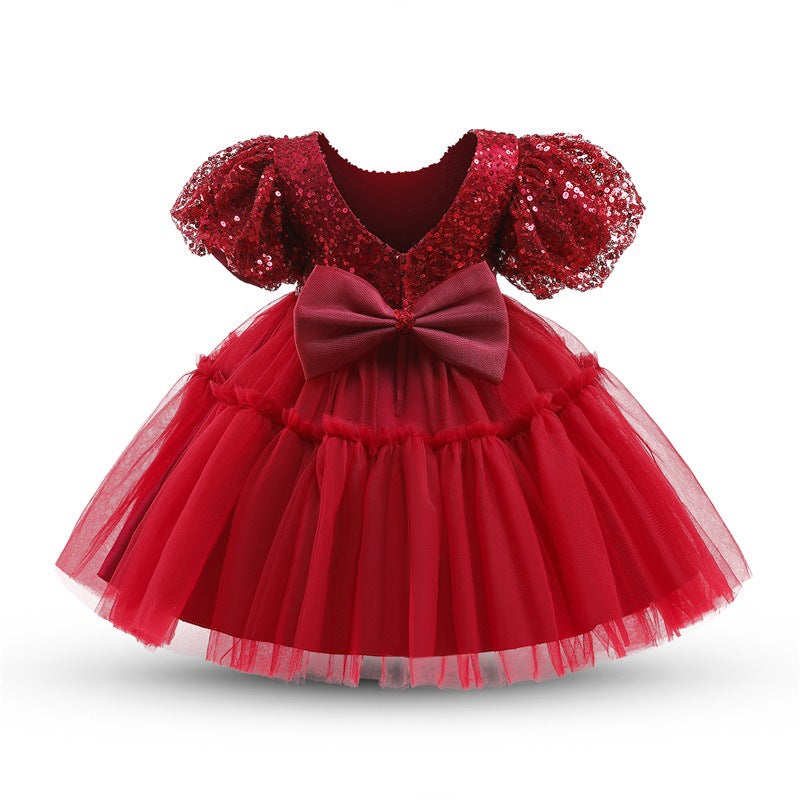 Vestido Infantil Rojo Brillante