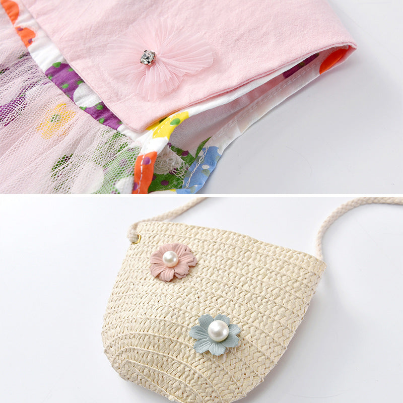 Vestido Infantil con Flores y Tul