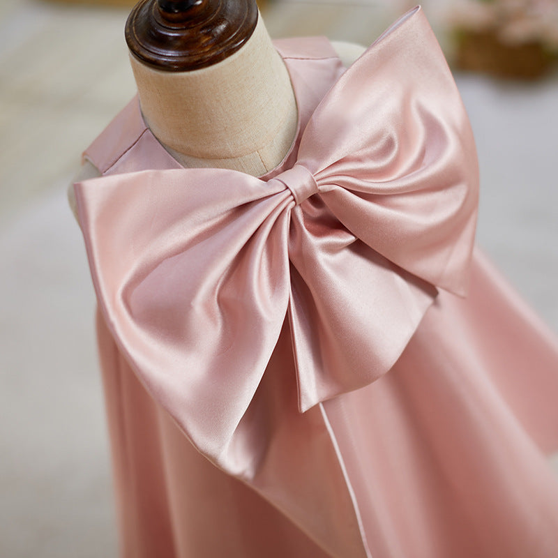 Vestido Infantil con Lazo Rosa