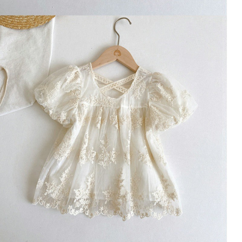 Vestido Infantil de Encaje Floral