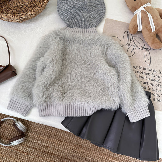 Conjunto de Pelo y Falda de Invierno para Mujer Infantil