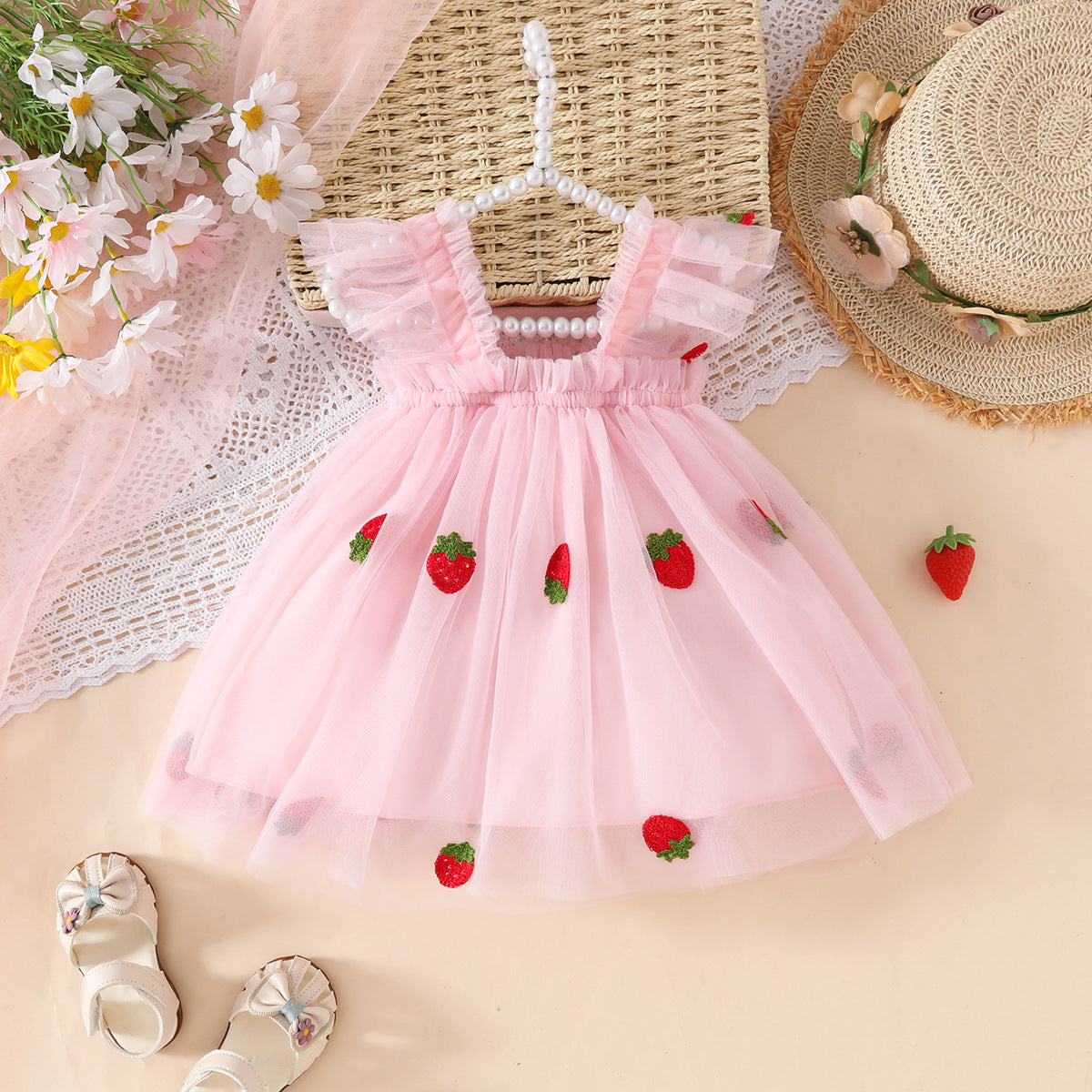 Vestido Infantil Tul Frutas