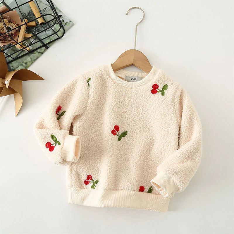 Blusa Infantil Invierno Peluche Cerezas/Corazones