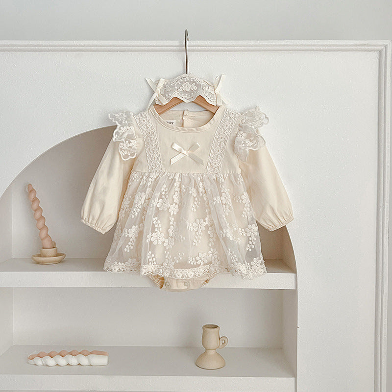 Body de Encaje Con Lazo para Niña