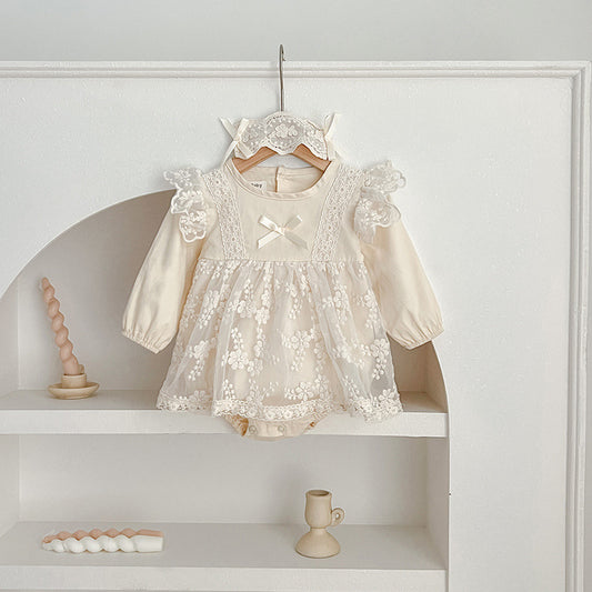 Body de Encaje Con Lazo para Niña