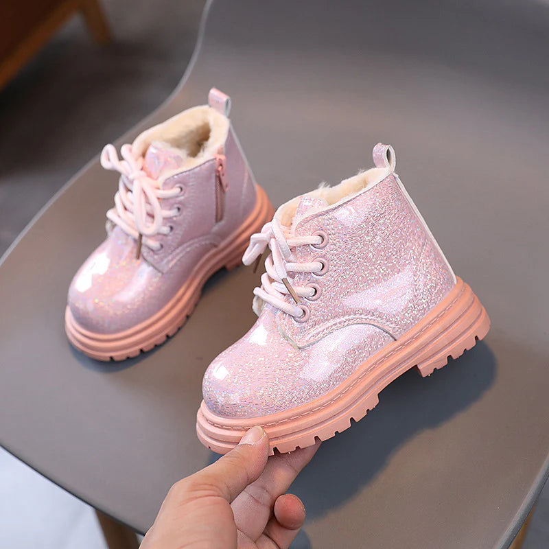 Bota Infantil Peluda Brillante Mujer