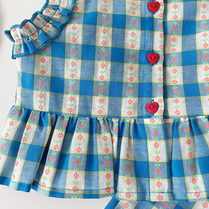 Conjunto de Niña con Flores Azules
