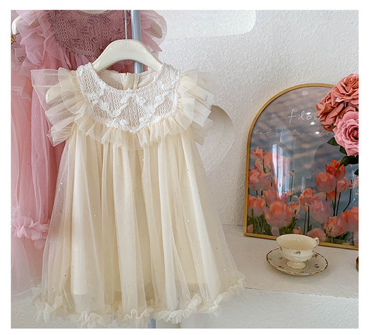 Vestido Infantil De Flores De Tul