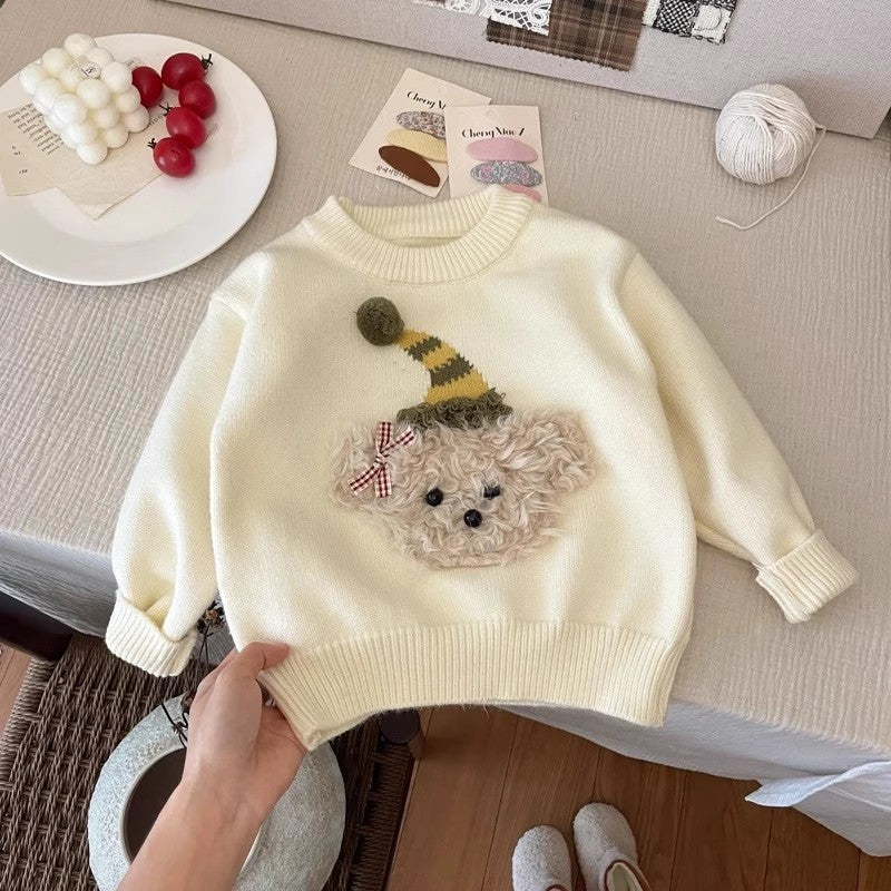 Blusa Infantil de Invierno con Perro en Gorro