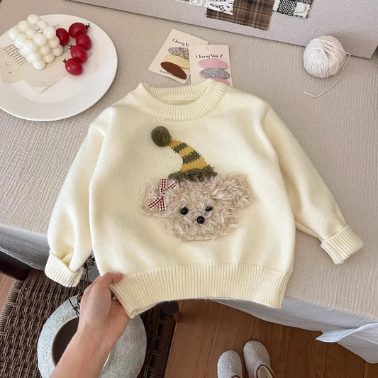 Blusa Infantil de Invierno con Perro en Gorro