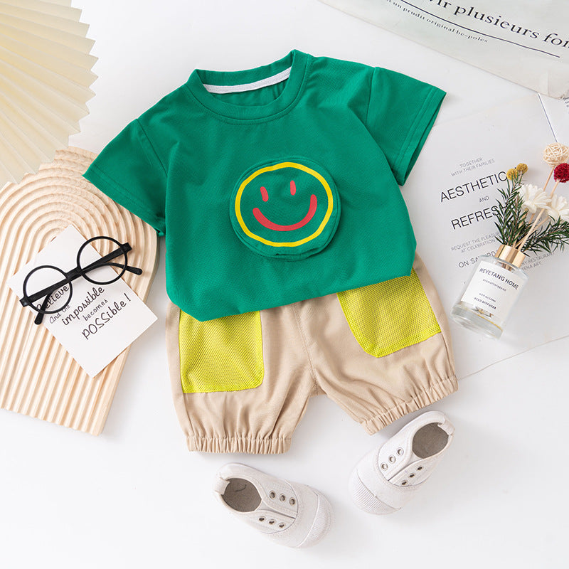Conjunto Infantil Smiley de Hombre de Color Verde