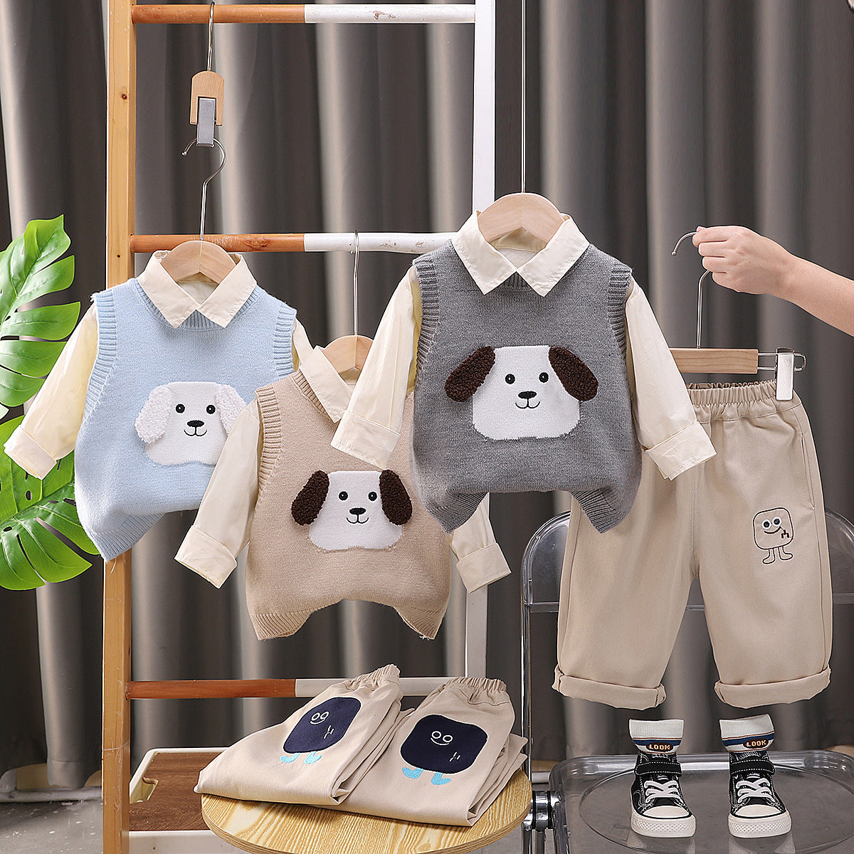 Conjunto de 3 piezas para niño con cachorro