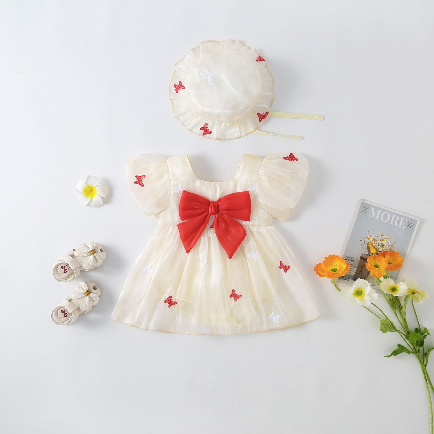 Vestido Infantil Mariposa + Gorro