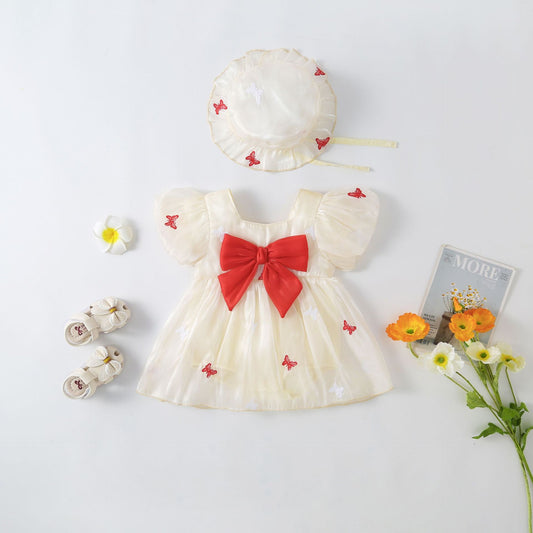 Vestido Infantil Mariposa + Gorro