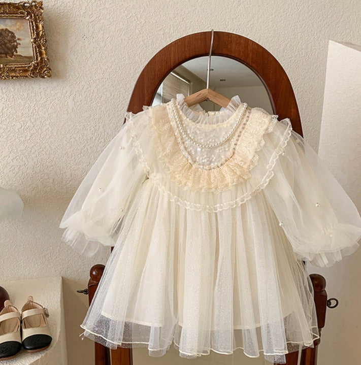 Vestido Infantil Tul Encaje y Glitter