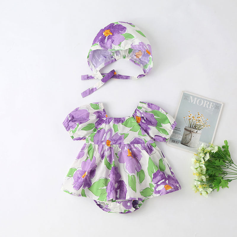 Body Infantil Floral + Gorro