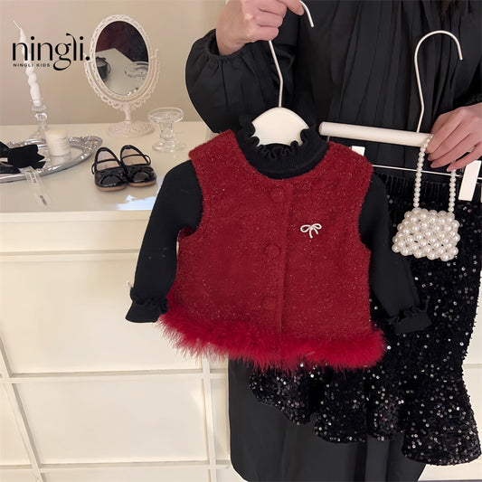 Conjunto de Niña con Lazo y Purpurina