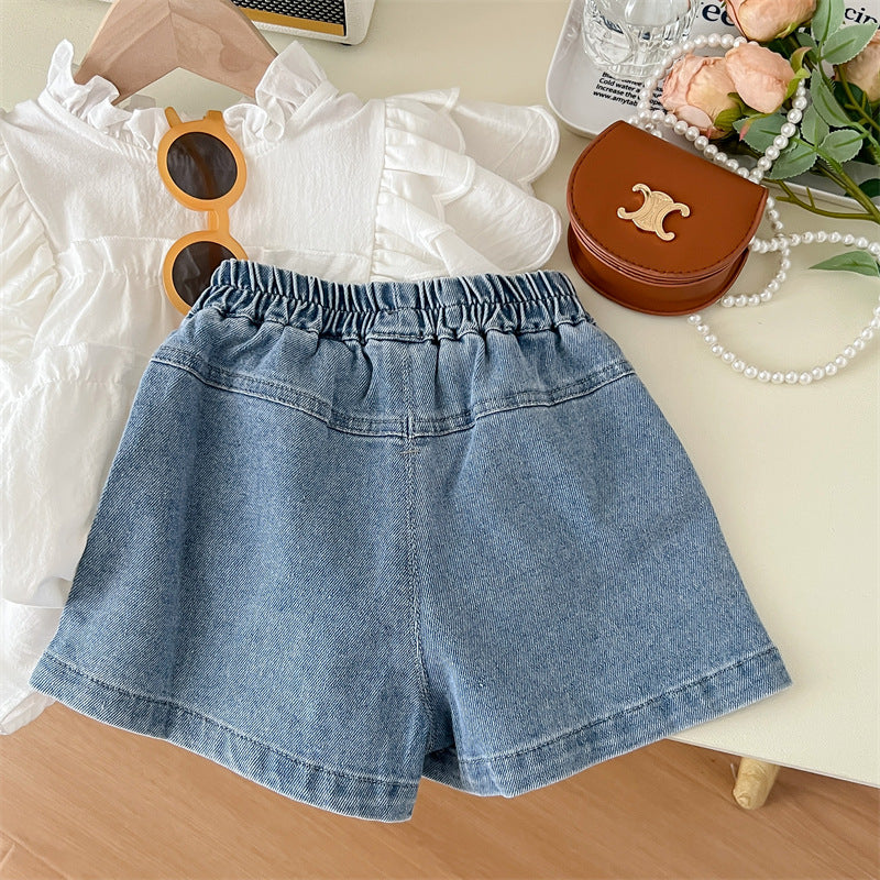 Conjunto Infantil Blusa + Bermudas Jeans