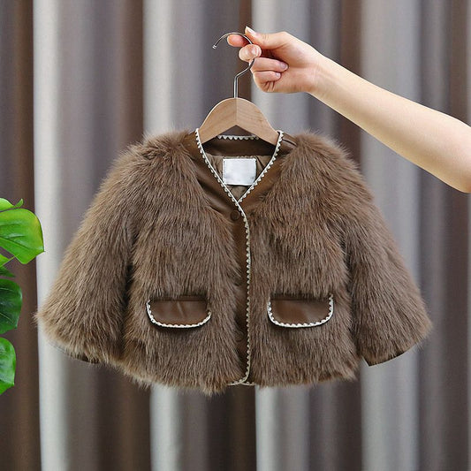 Abrigo de Piel para Niña con Bolsillos