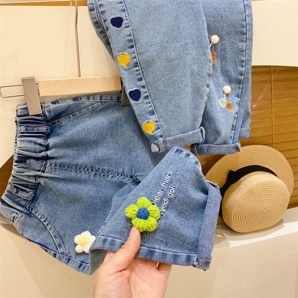 Pantalones Infantiles Flores y Corazoncitos