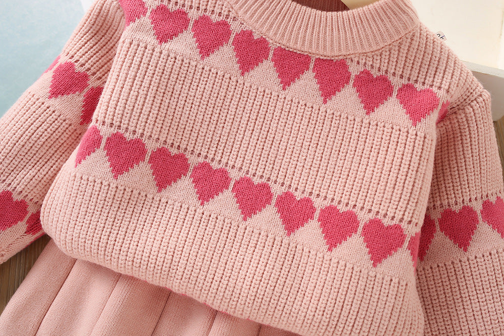 Conjunto infantil Corazones de punto para mujer
