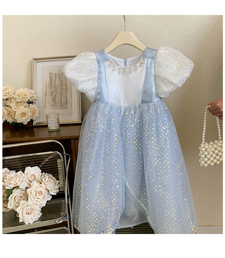 Vestido Infantil Azul Brillante