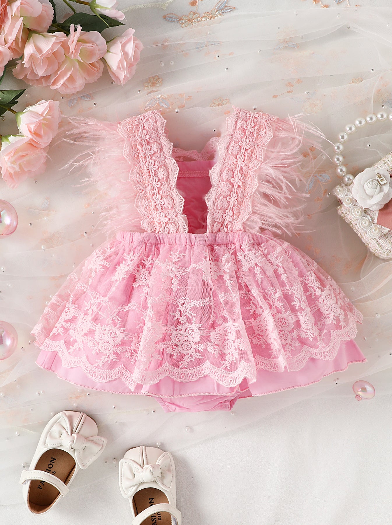 Vestido Infantil Flores y Encaje