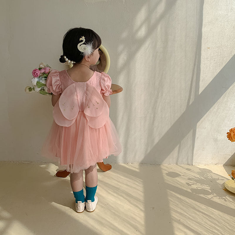 Vestido Infantil Tul Alas Estrellitas