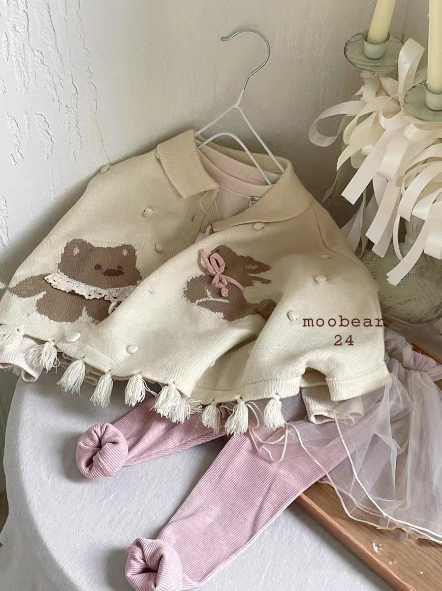 Cárdigan de Niña con Osito Pompón