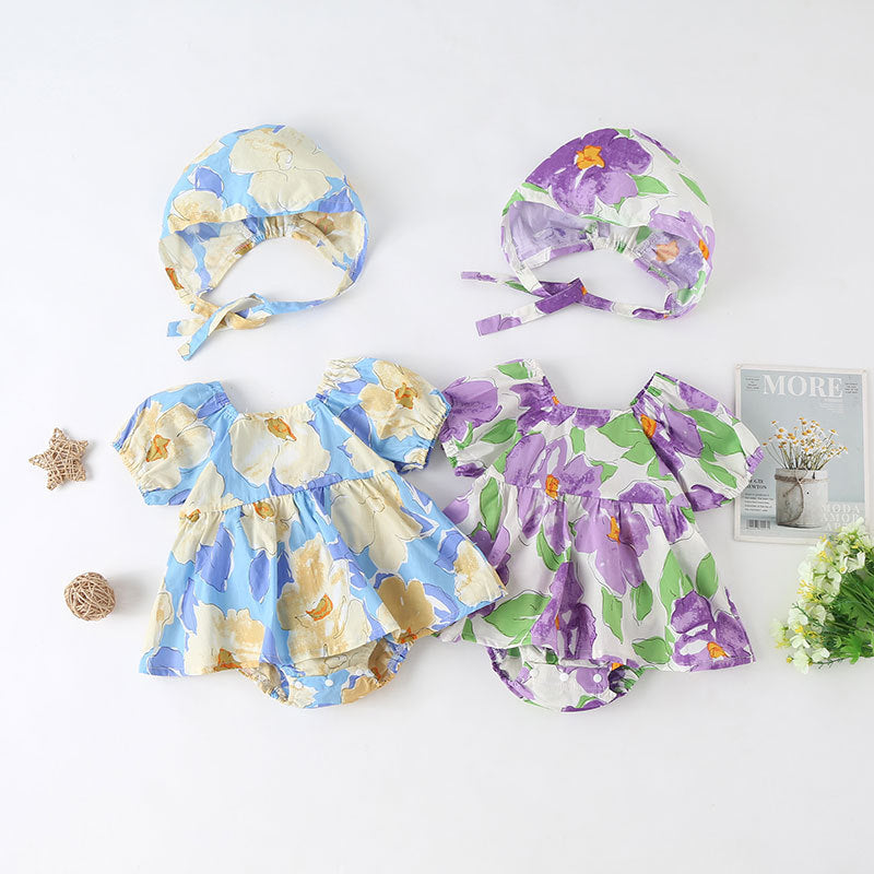 Body Infantil Floral + Gorro